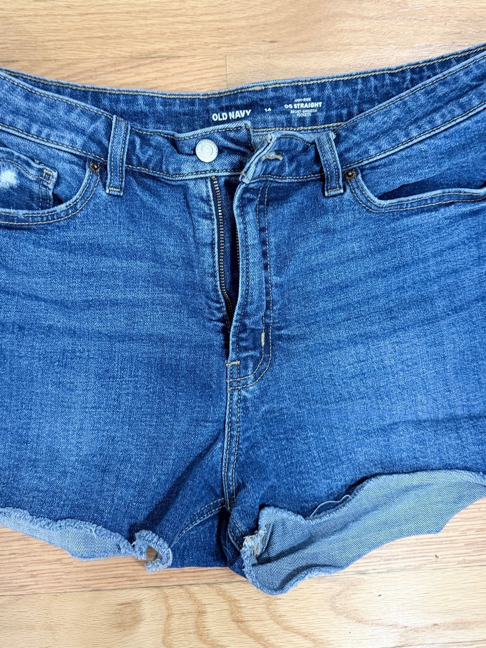 Old Navy Blue Straight High-Rise Denim Shorts